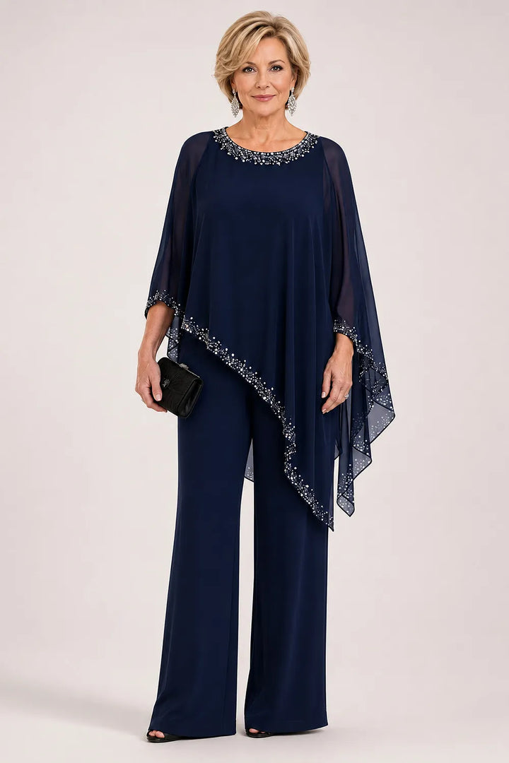 Claudia | Formeel Chiffon Broekpak met Cape
