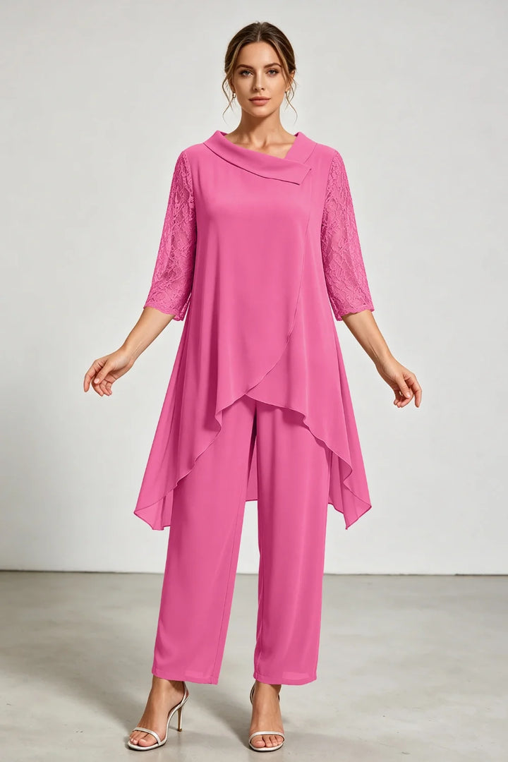 Caroline | Chiffon Broekpak met Kanten Mouwen