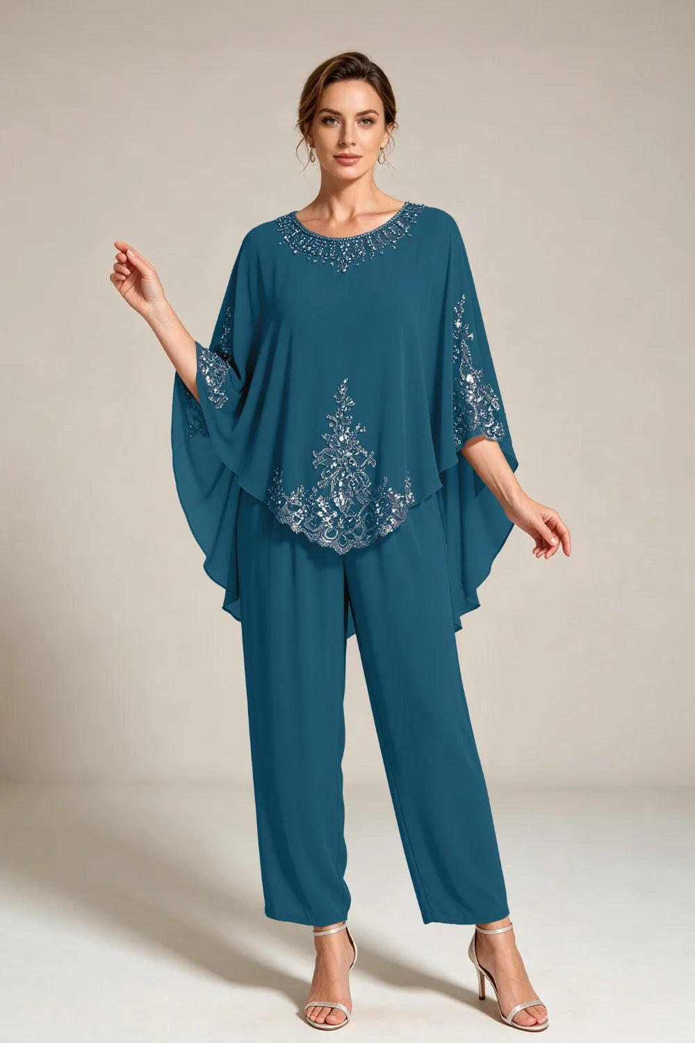 Ilse | Chiffon Broekpak met Cape-Mouwen