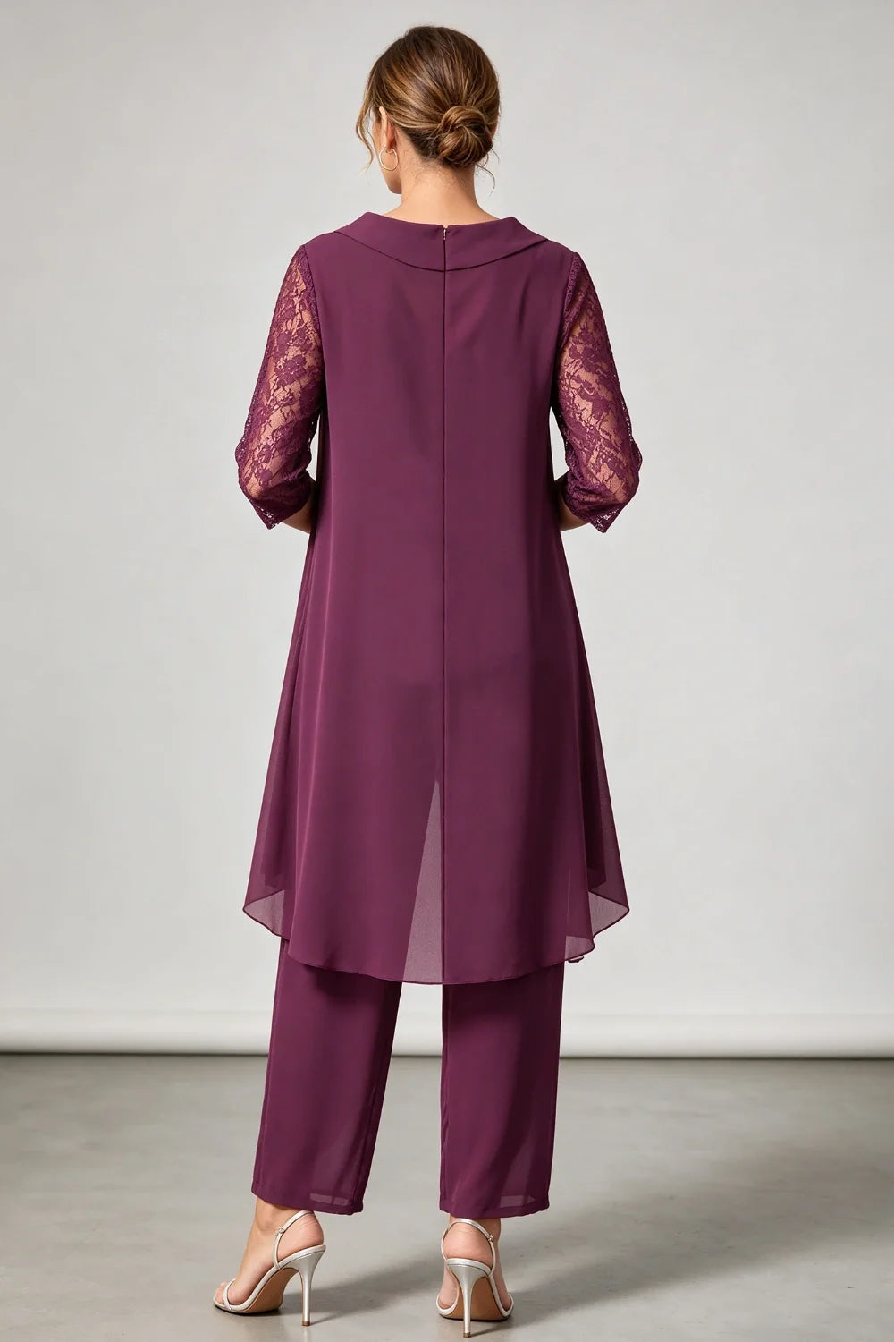 Hilde | Chiffon Broekpak met Kanten Mouwen