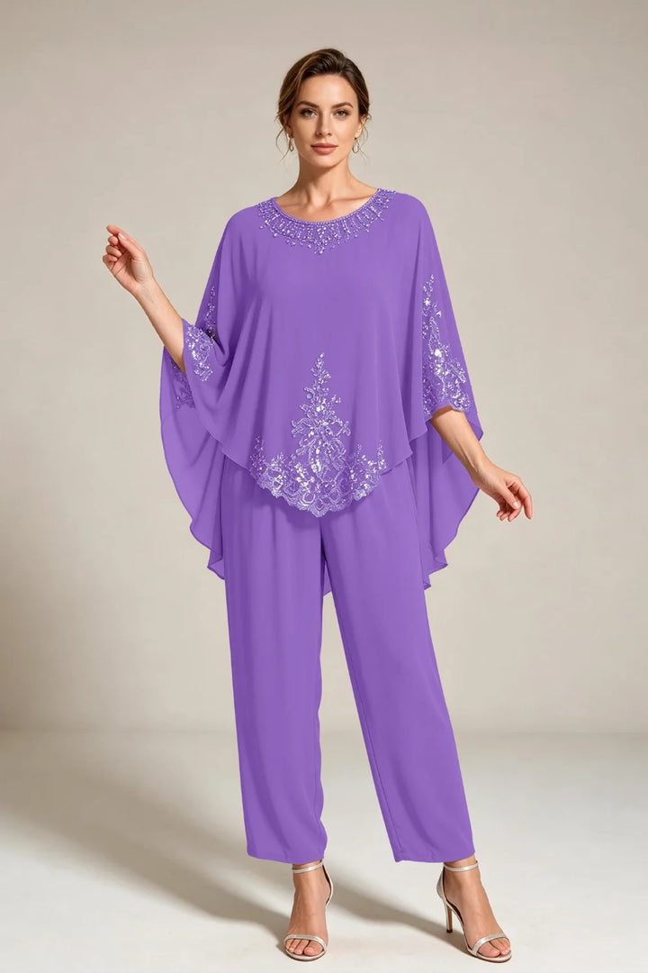 Ilse | Chiffon Broekpak met Cape-Mouwen