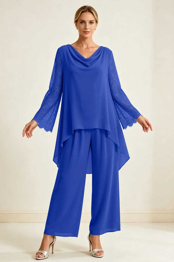 Mieke | Chiffon Broekset met Watervalhals