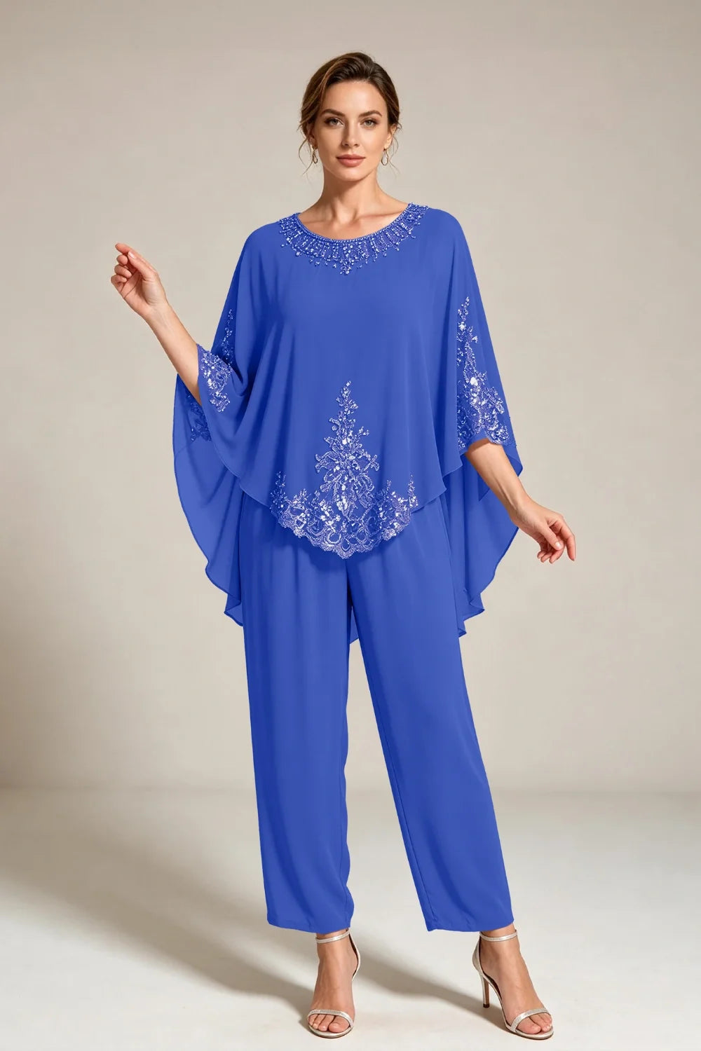 Ilse | Chiffon Broekpak met Cape-Mouwen