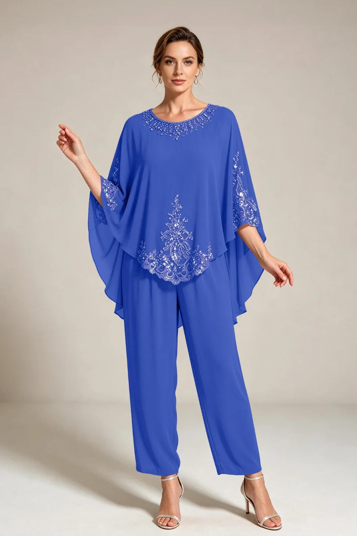 Ilse | Chiffon Broekpak met Cape-Mouwen