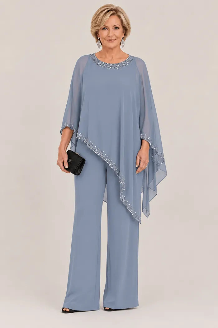 Claudia | Formeel Chiffon Broekpak met Cape