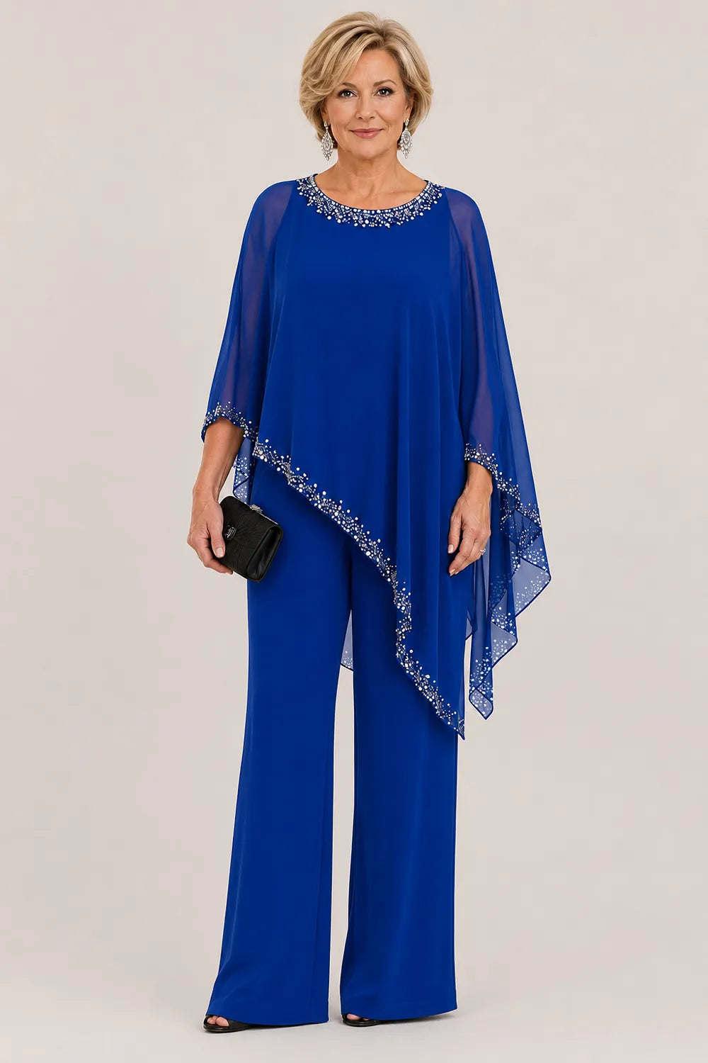 Claudia | Formeel Chiffon Broekpak met Cape