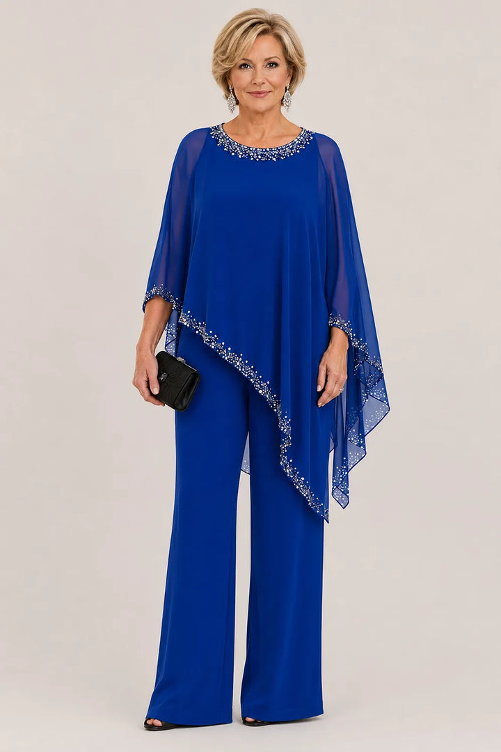 Claudia | Formeel Chiffon Broekpak met Cape