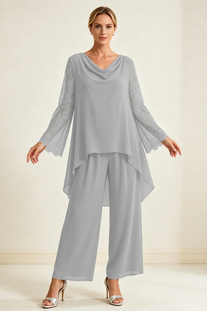 Mieke | Chiffon Broekset met Watervalhals