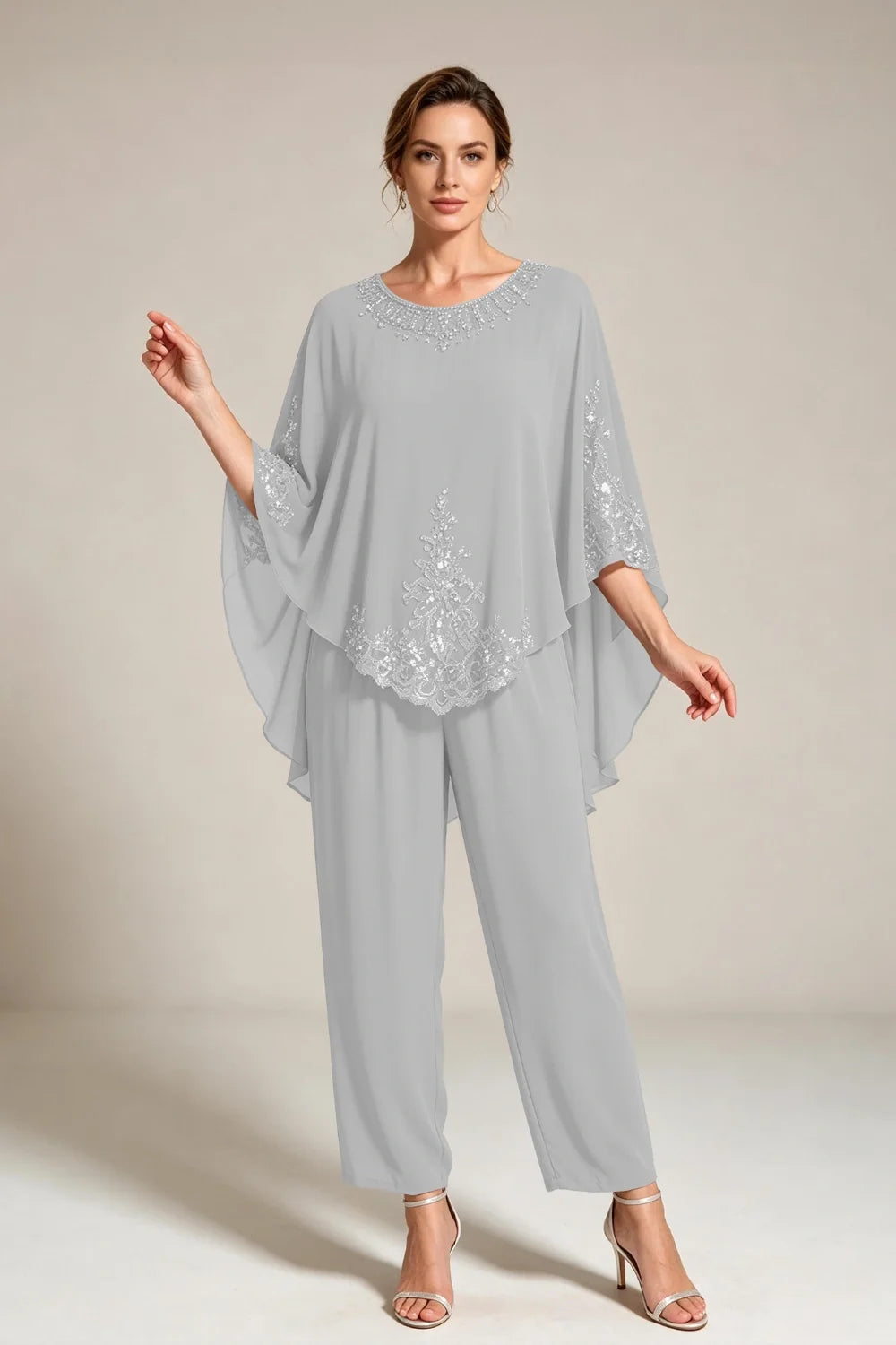Ilse | Chiffon Broekpak met Cape-Mouwen