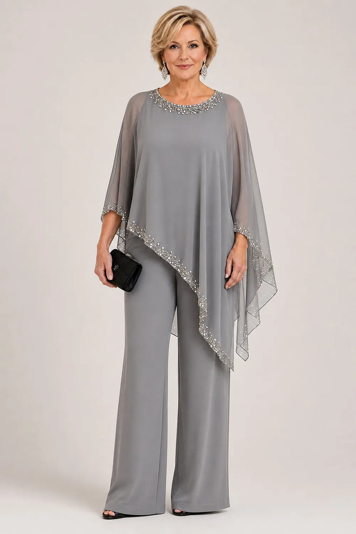 Claudia | Formeel Chiffon Broekpak met Cape