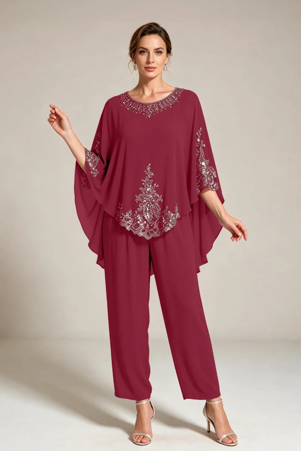 Ilse | Chiffon Broekpak met Cape-Mouwen