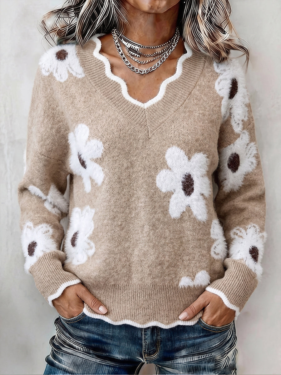 Eléonore | Bloementrui met geschulpte V-hals