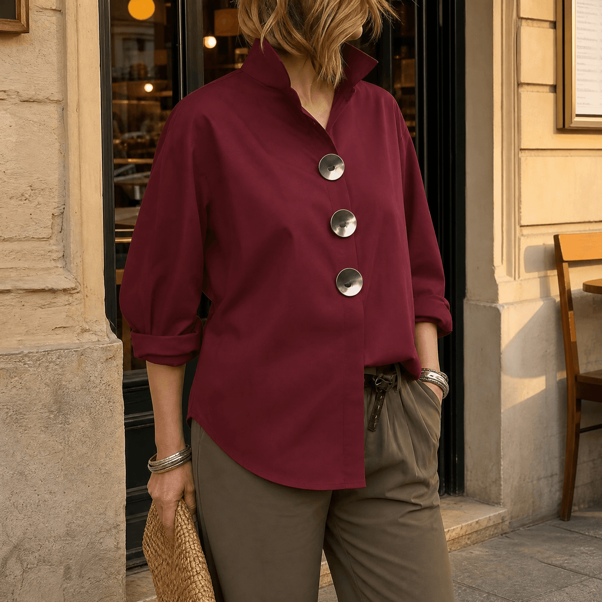 LOES | BLOUSE MET STATEMENT KNOPEN