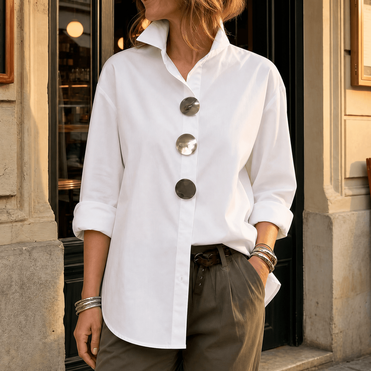 LOES | BLOUSE MET STATEMENT KNOPEN