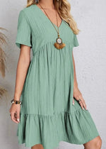Jana | V-Neck Ribbed Tiered Mini Dress