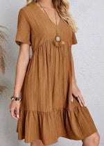Jana | V-Neck Ribbed Tiered Mini Dress