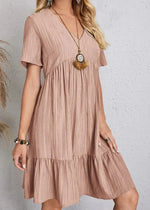 Jana | V-Neck Ribbed Tiered Mini Dress