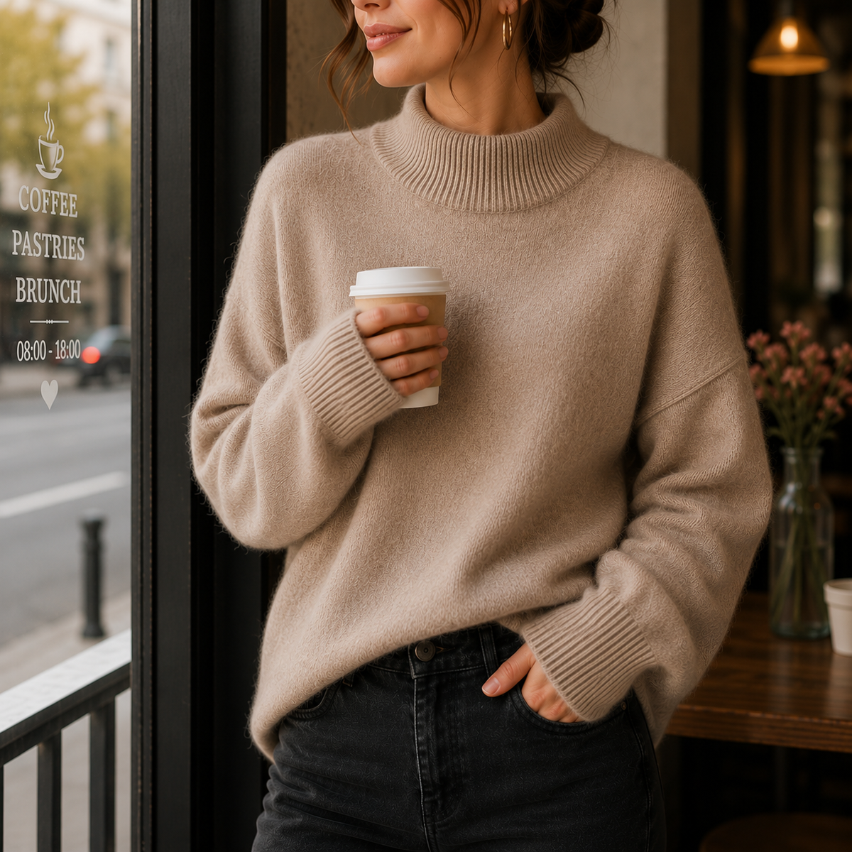 Eline | Tijdloze Beige Coltrui
