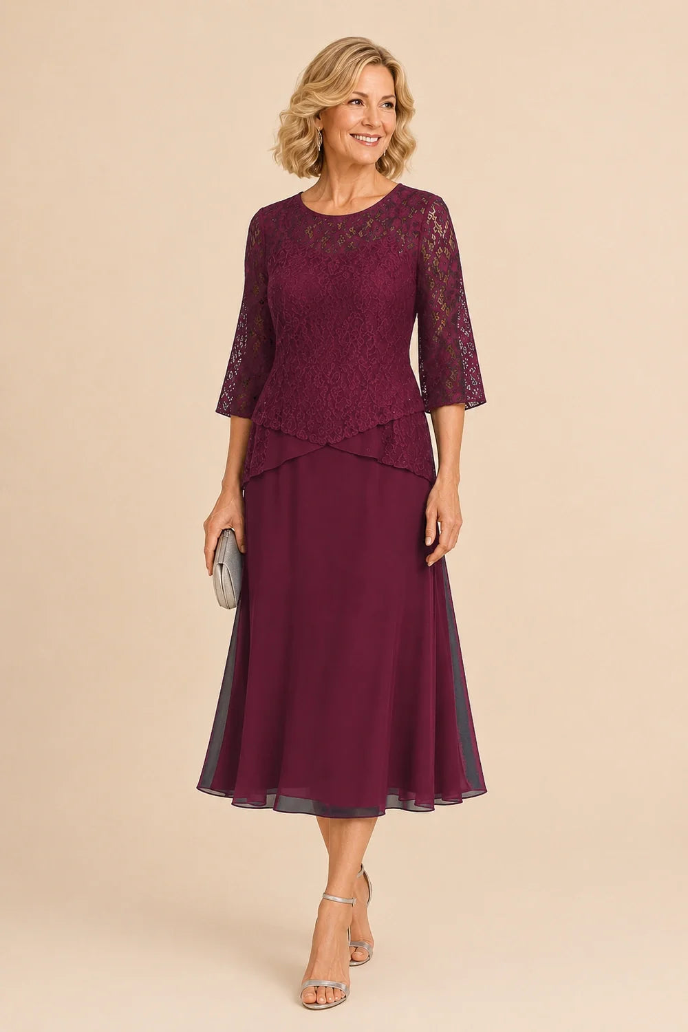Marleen | Asymmetrische Chiffonjurk met Kanten Details