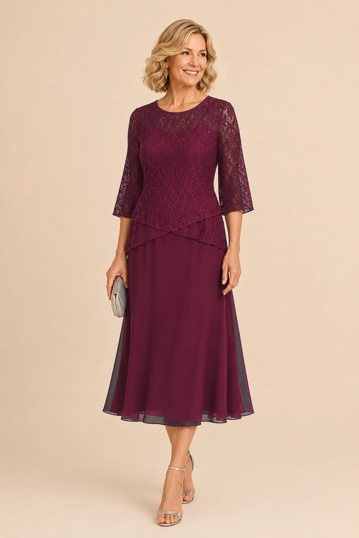 Marleen | Asymmetrische Chiffonjurk met Kanten Details