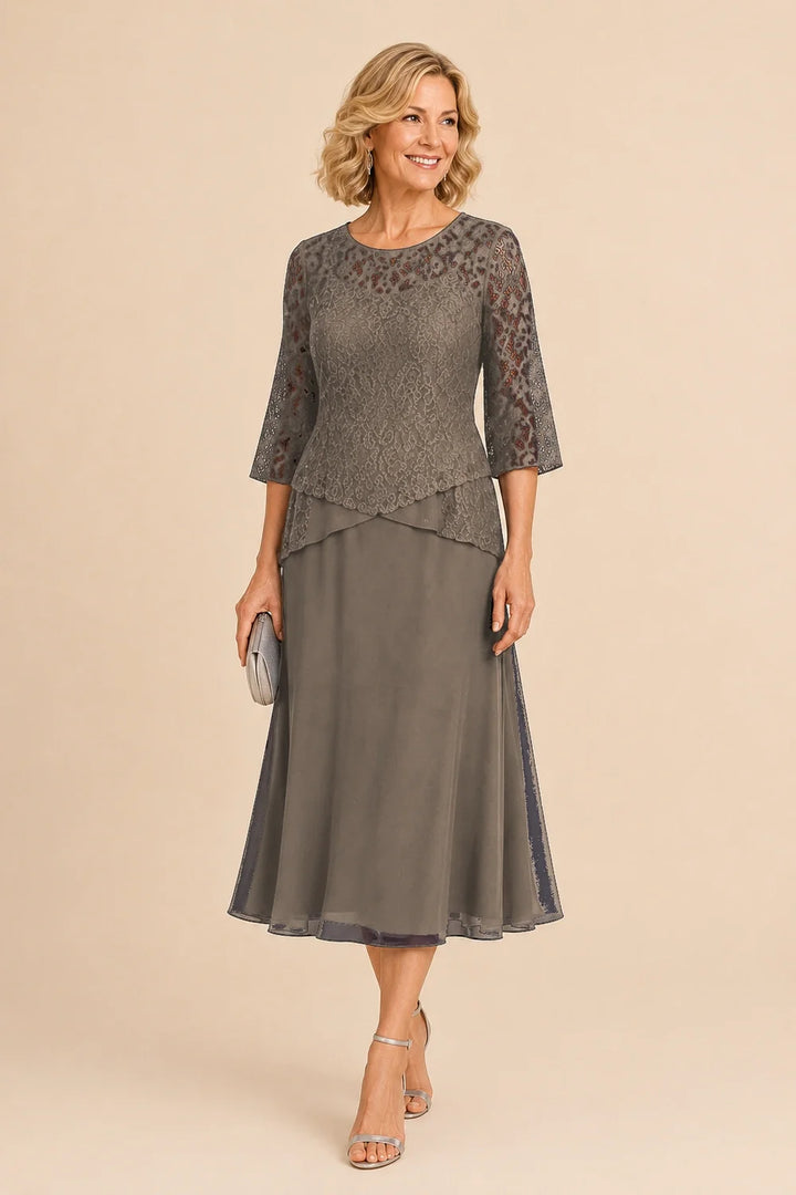 Marleen | Asymmetrische Chiffonjurk met Kanten Details