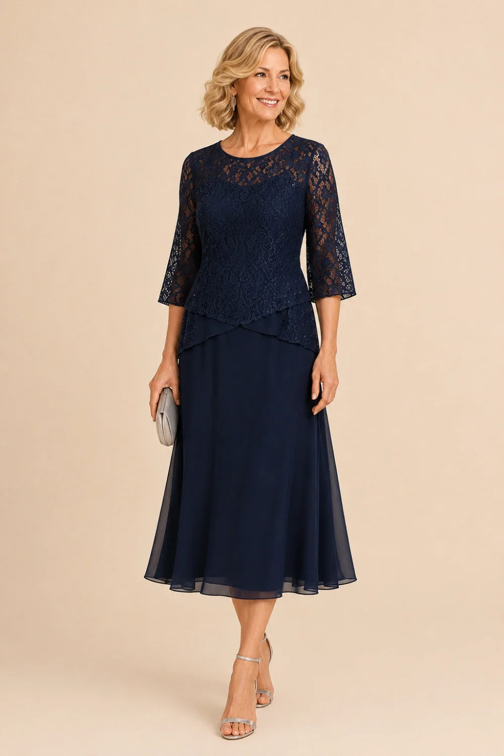 Marleen | Asymmetrische Chiffonjurk met Kanten Details