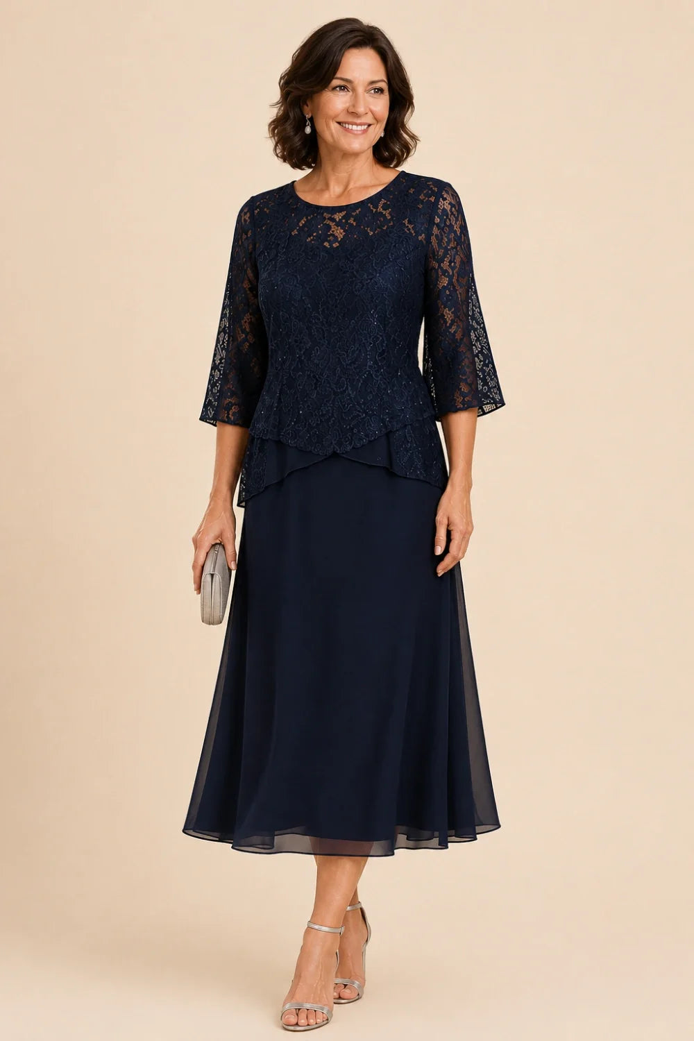 Marleen | Asymmetrische Chiffonjurk met Kanten Details