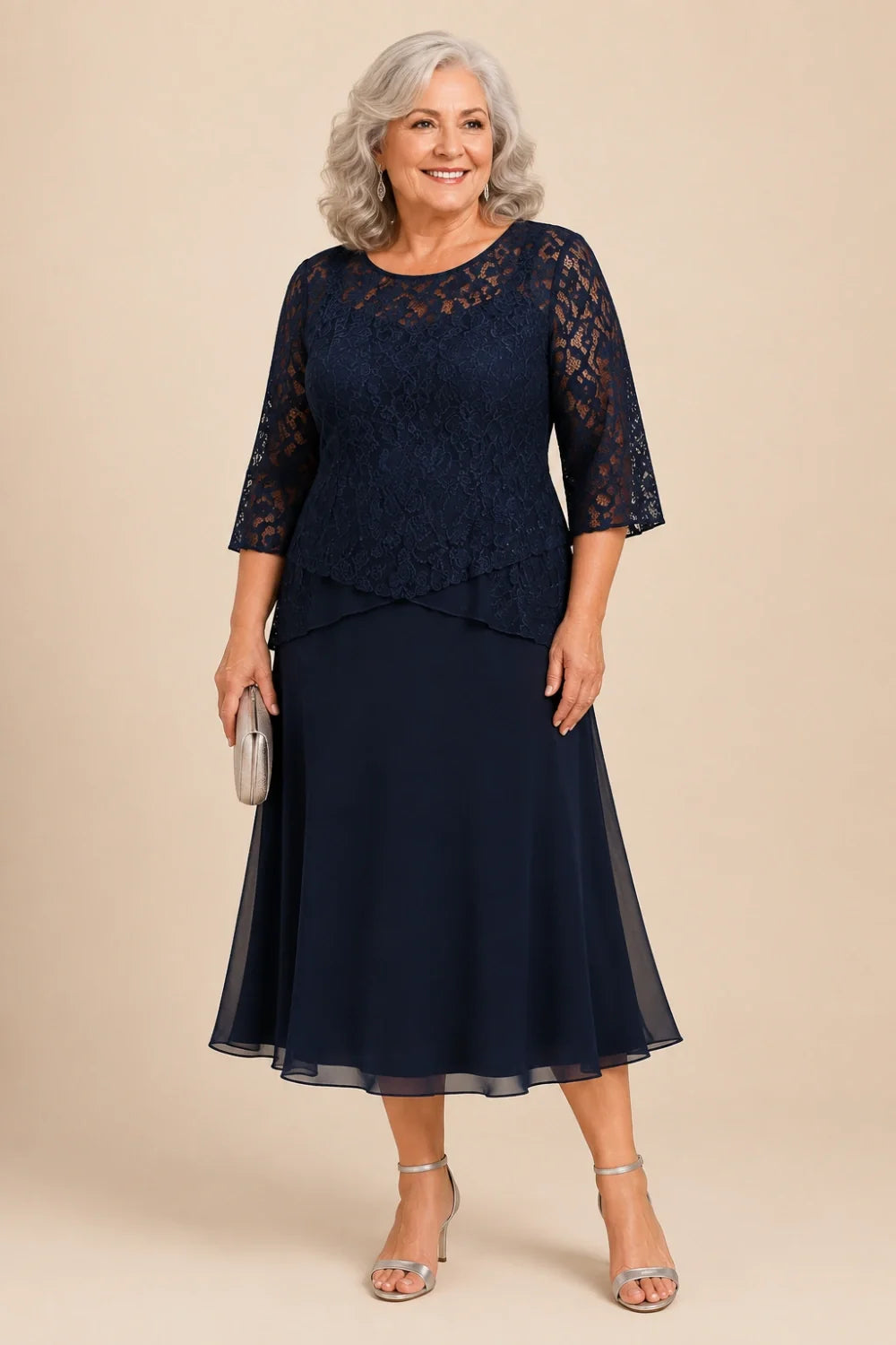 Marleen | Asymmetrische Chiffonjurk met Kanten Details