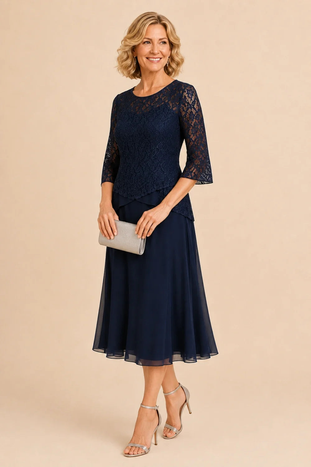 Marleen | Asymmetrische Chiffonjurk met Kanten Details