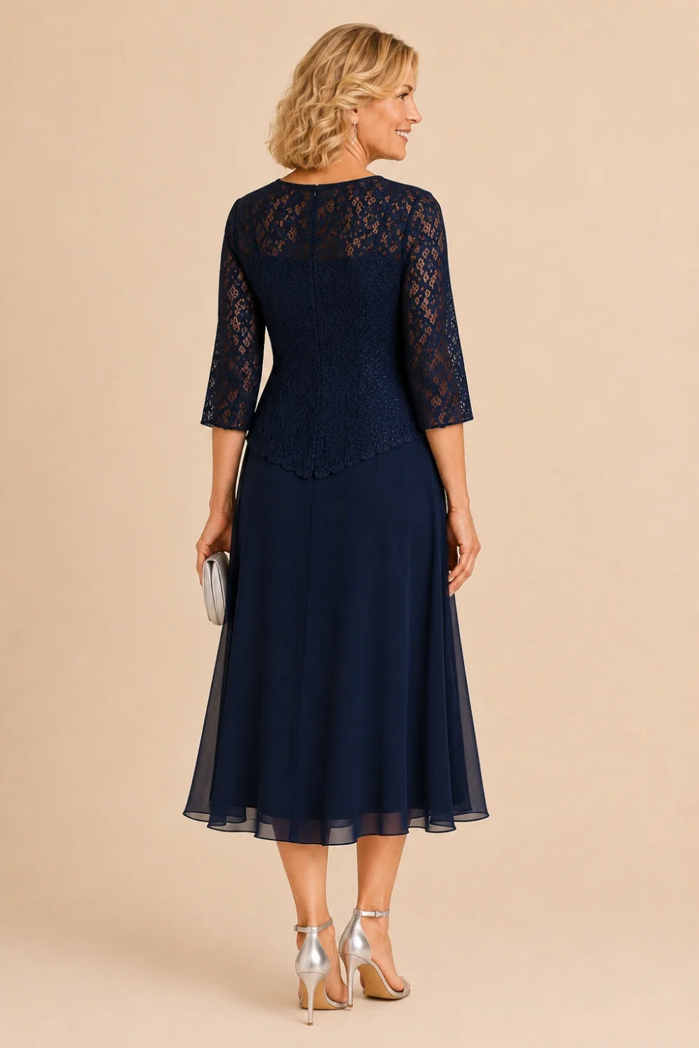 Marleen | Asymmetrische Chiffonjurk met Kanten Details