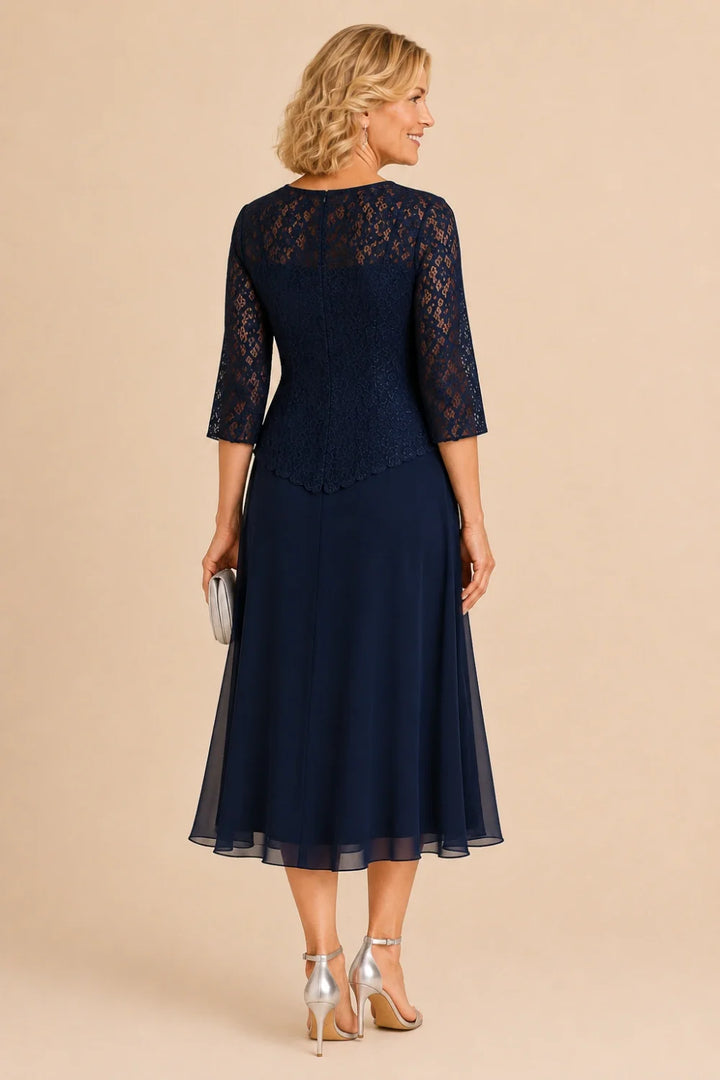 Marleen | Asymmetrische Chiffonjurk met Kanten Details