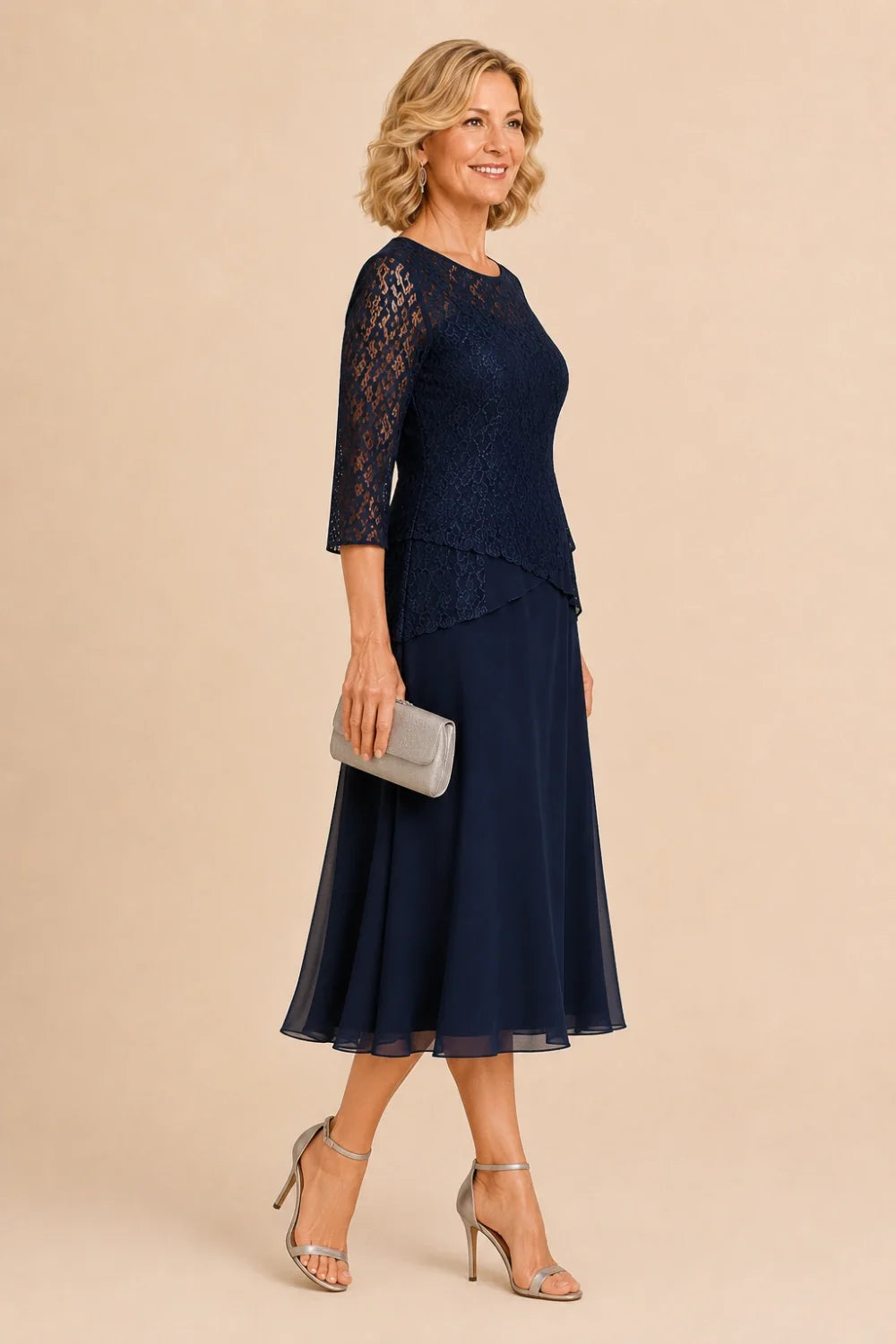 Marleen | Asymmetrische Chiffonjurk met Kanten Details