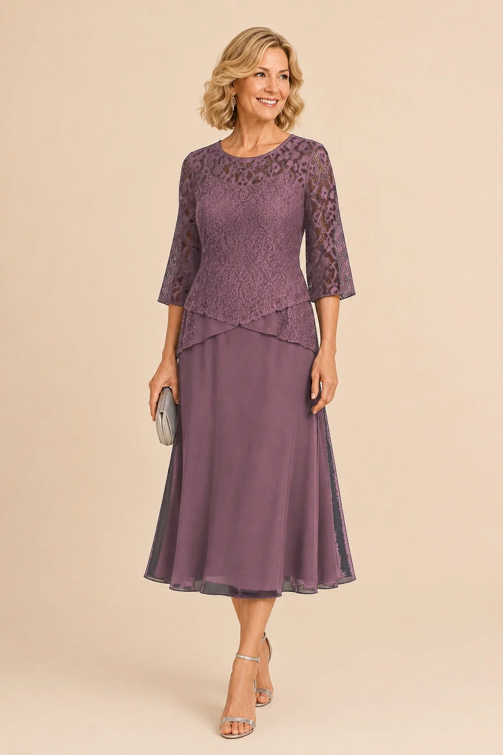 Marleen | Asymmetrische Chiffonjurk met Kanten Details