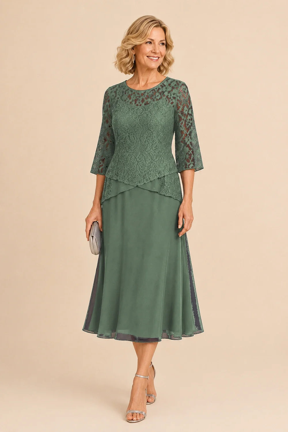 Marleen | Asymmetrische Chiffonjurk met Kanten Details