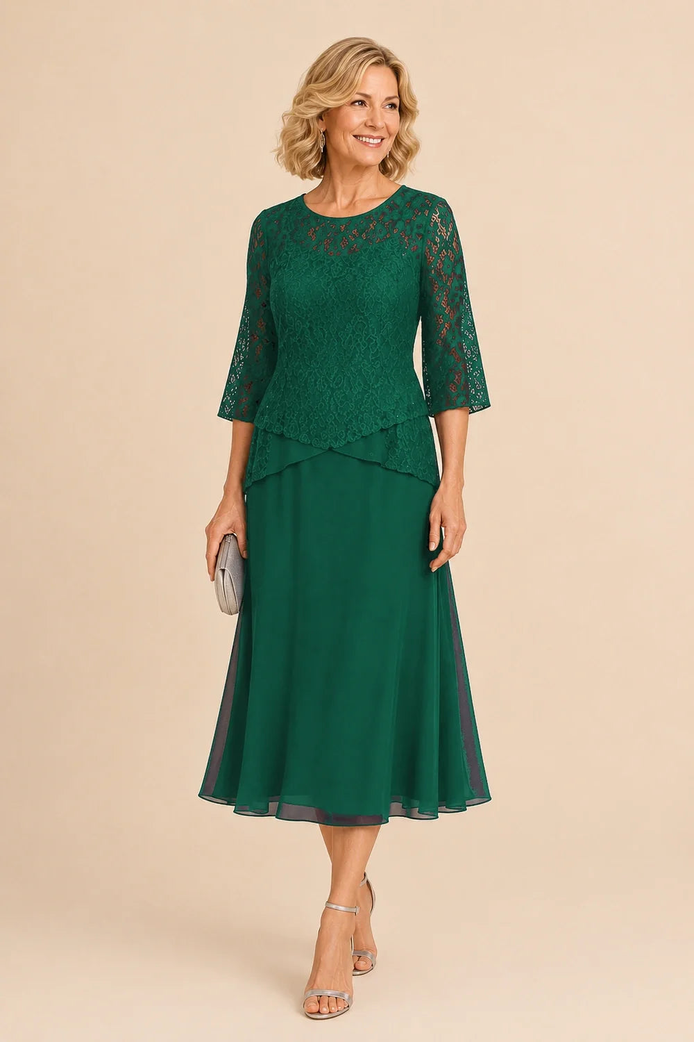 Marleen | Asymmetrische Chiffonjurk met Kanten Details