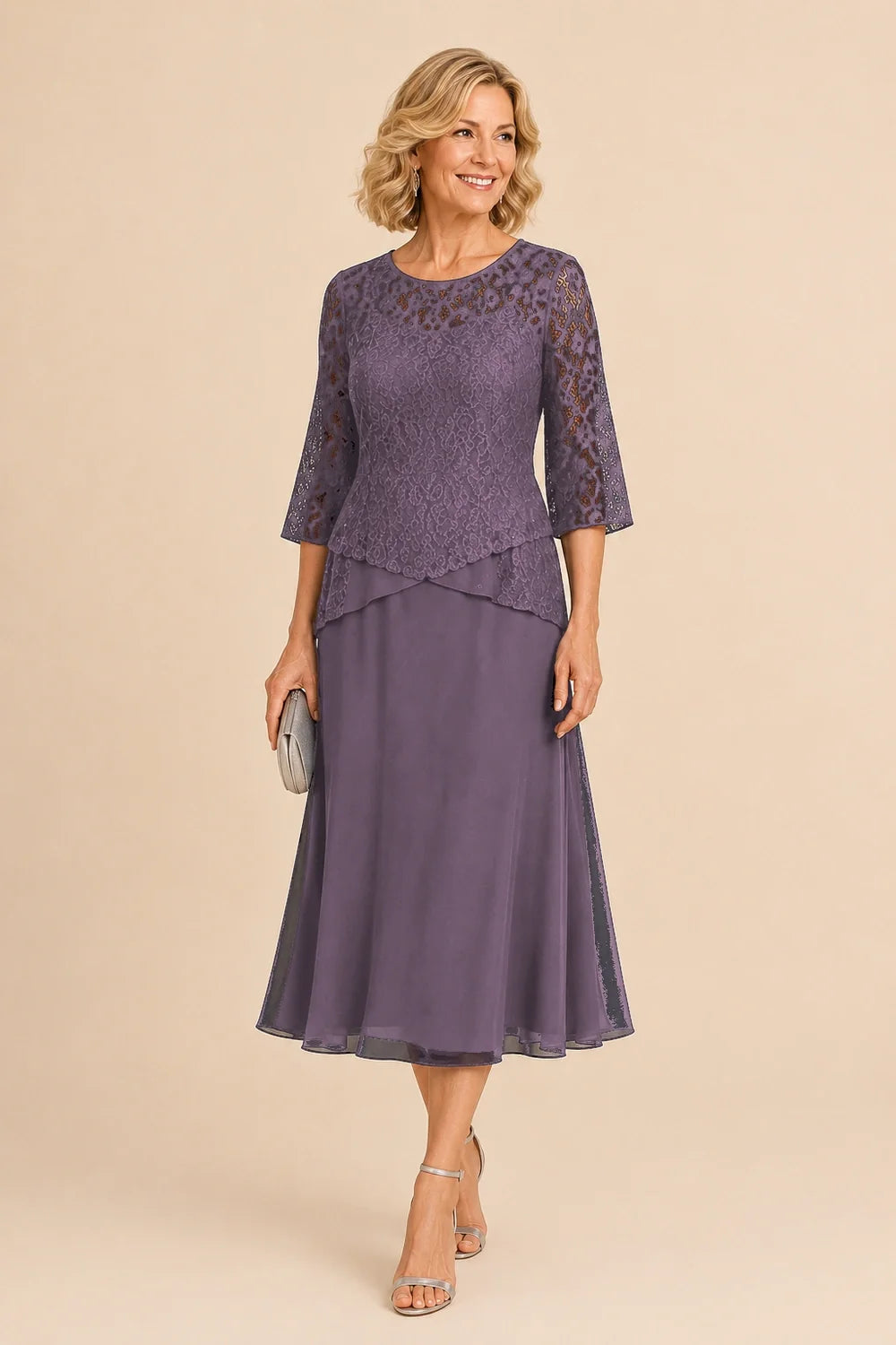 Marleen | Asymmetrische Chiffonjurk met Kanten Details