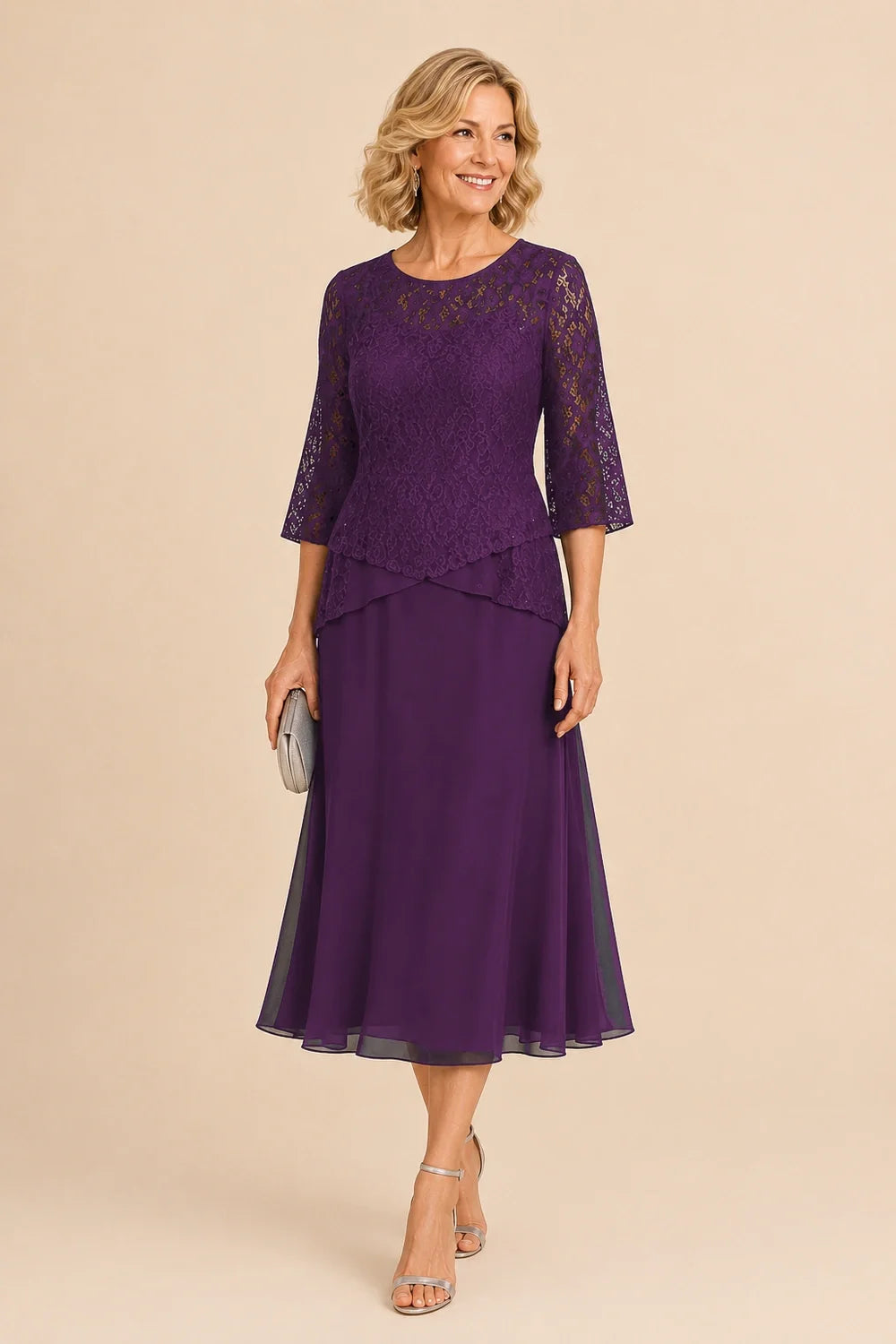Marleen | Asymmetrische Chiffonjurk met Kanten Details