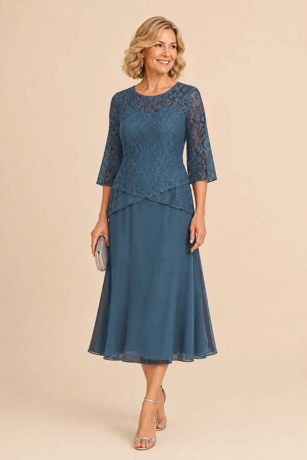 Marleen | Asymmetrische Chiffonjurk met Kanten Details