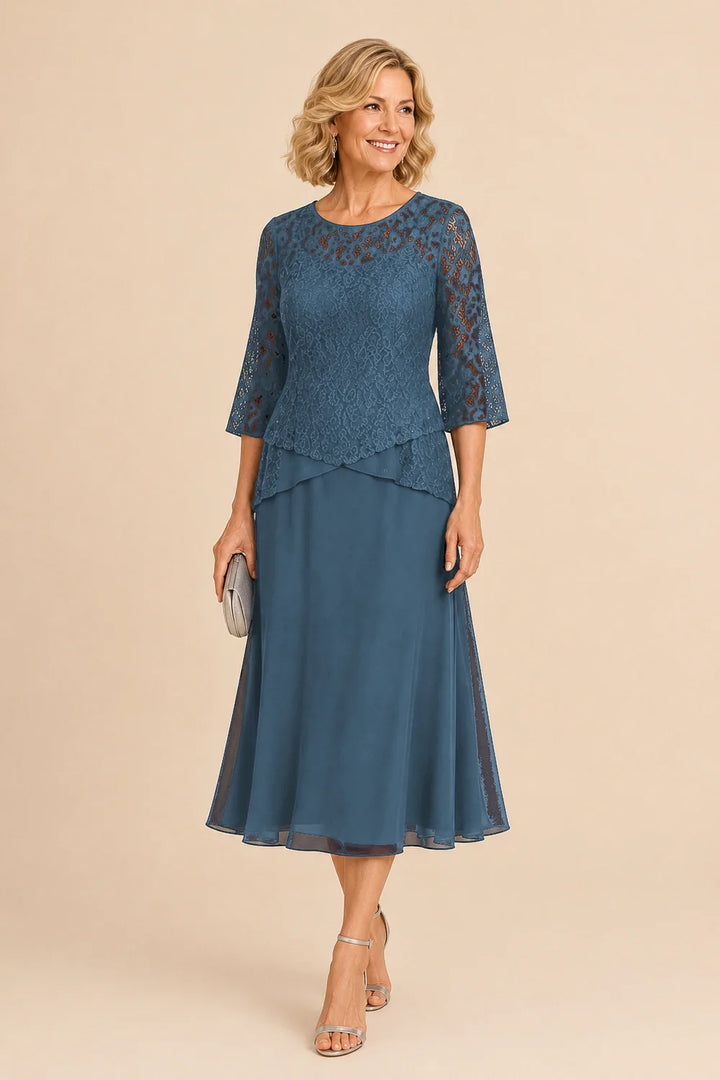 Marleen | Asymmetrische Chiffonjurk met Kanten Details