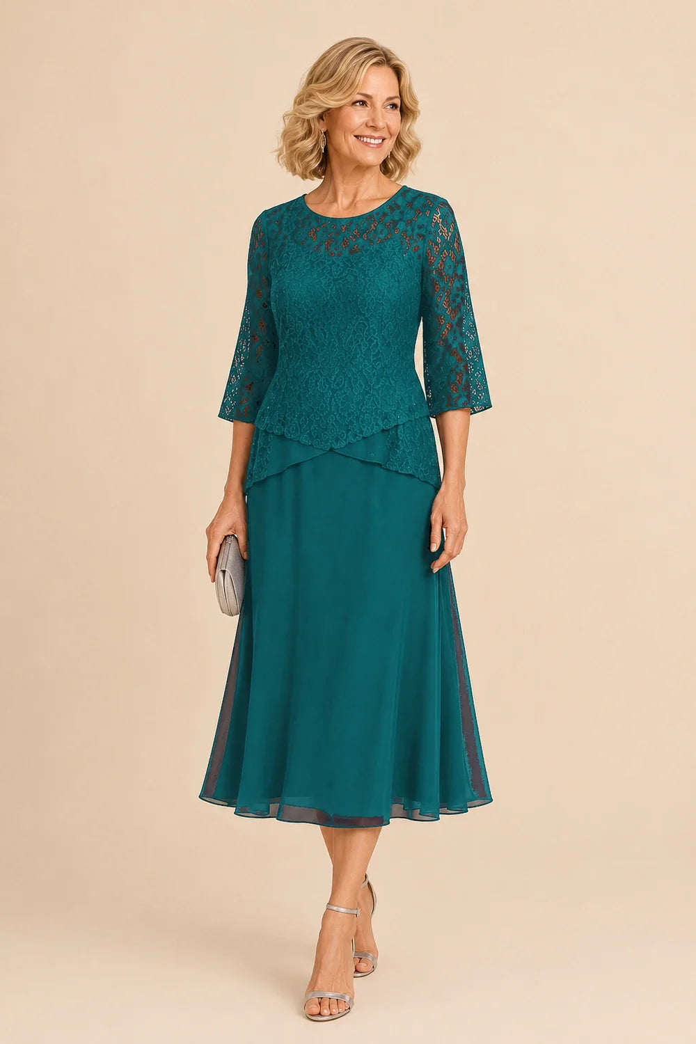 Marleen | Asymmetrische Chiffonjurk met Kanten Details