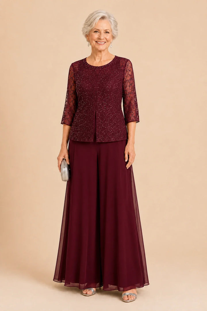 Sofie | Elegante Culotte Broekset met Chiffon Overlay