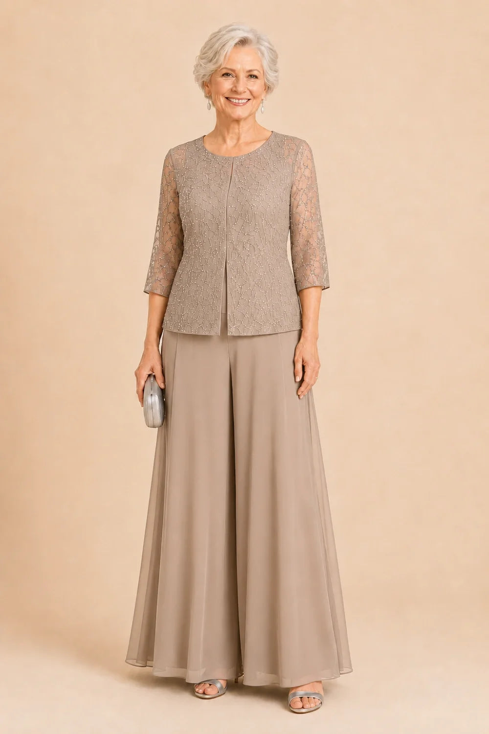 Sofie | Elegante Culotte Broekset met Chiffon Overlay