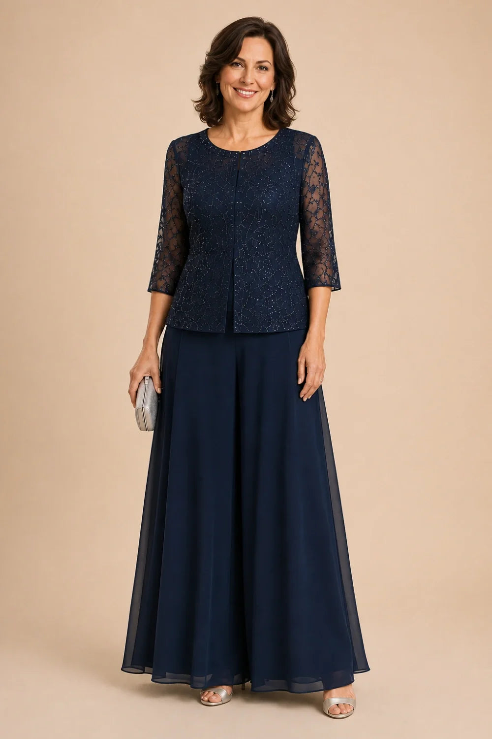 Sofie | Elegante Culotte Broekset met Chiffon Overlay