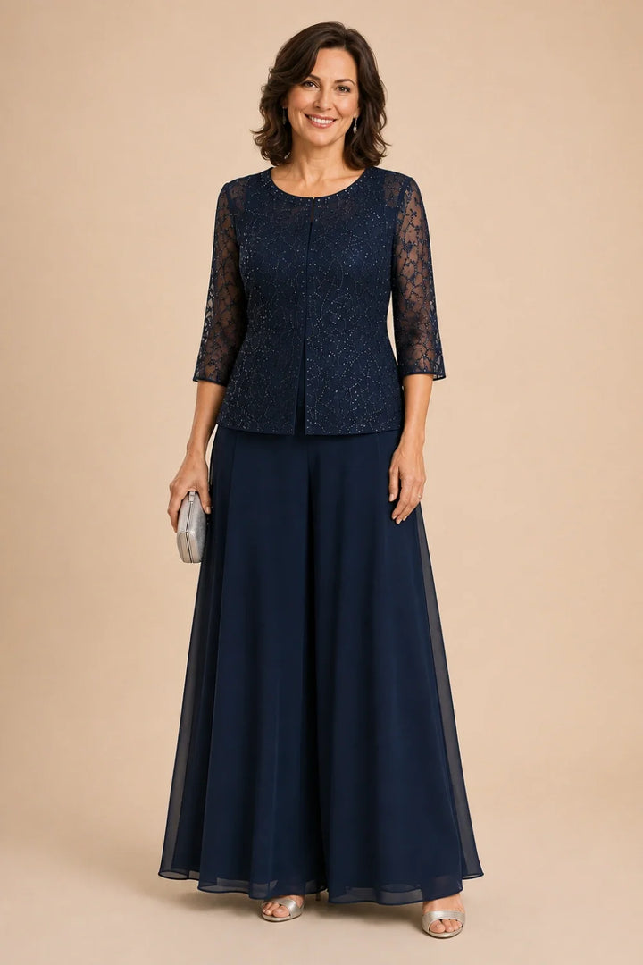 Sofie | Elegante Culotte Broekset met Chiffon Overlay