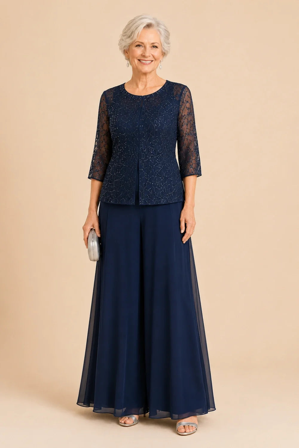 Sofie | Elegante Culotte Broekset met Chiffon Overlay