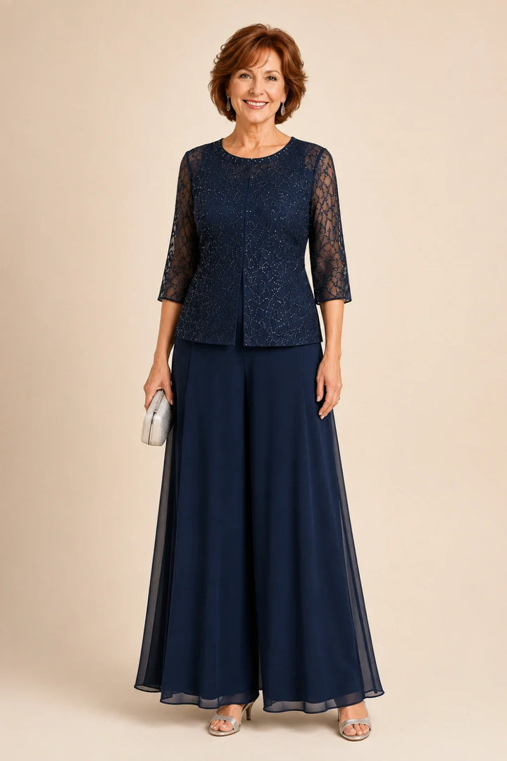 Sofie | Elegante Culotte Broekset met Chiffon Overlay