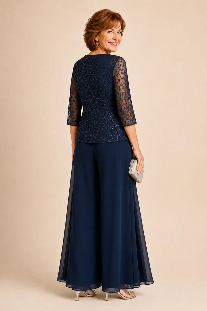 Sofie | Elegante Culotte Broekset met Chiffon Overlay
