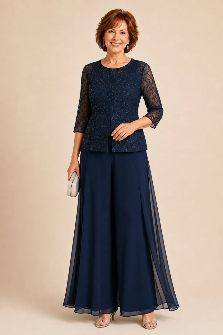 Sofie | Elegante Culotte Broekset met Chiffon Overlay