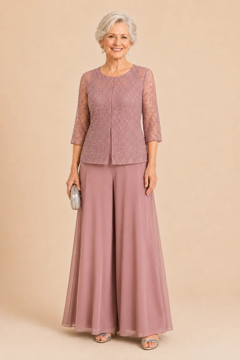 Sofie | Elegante Culotte Broekset met Chiffon Overlay