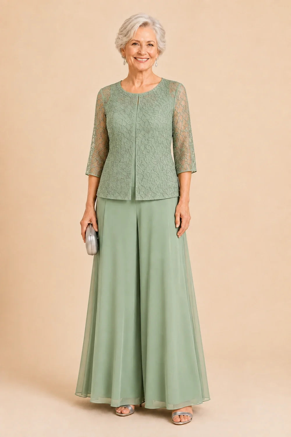 Sofie | Elegante Culotte Broekset met Chiffon Overlay